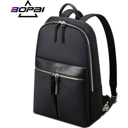 BOPAI New Business Women Backpack Light Waterproof Laptop Purse Travel Large Capacity Fashion Back Pack Thin Ladies Bags