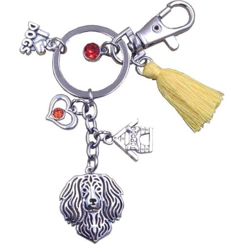 Boykin Spaniel Dog Animal Charm Hot Sale Keychain Key Ring Pet Tassels Retro Silver Plated Women Men Jewelry Party Gift K199