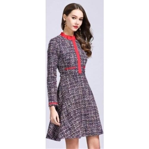 Women dress 2018 New Small fragrant wind fashion Woolen dress women long paragraph Slim bottoming sweater dress