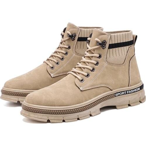 Winter Warm Men Boots Genuine Leather Shoes Trainers Military 2019 Fashion Casual Sock Mouth Martin Snow Boots Mens Sneakers