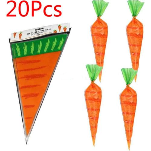20Pcs Easter Rabbits Carrot Candy Bag Favor Box Plastic Cookies Cones Chocolate Gift Bag Birthday Party Decoration