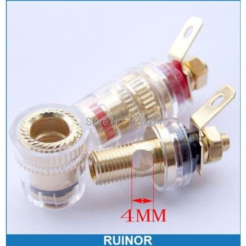 4PCS Copper Binding Post for Power Amplifier Speaker Cables Banana jack Socket