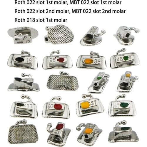 40 Pcs Dental Orthodontic Color mark Non-convertible Buccal Tube Roth/MBT 0.018/0.022 1st 2nd Molar
