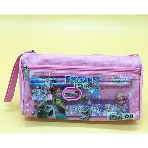 7pcs Disney Frozen Elsa double-layer pencil case ruler book pencil set elementary school kindergarten stationery set supplies
