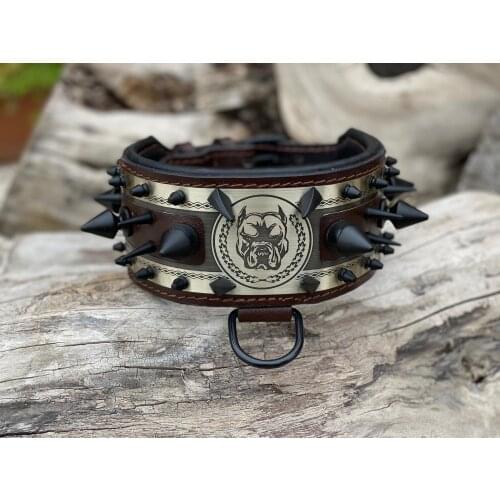 Large Leather Dog Collar, Heavy Duty Big Spiked Dog Collars, Custom Dog collar