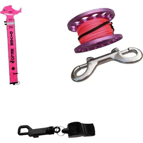 Scuba Diving SMB Surface Marker Buoy With Fibger Spool Reel + Safety Whistle