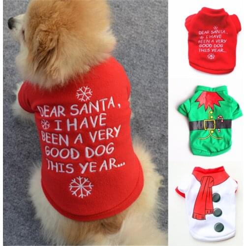 Polar Fleece Christmas Dog Clothes Cotton Pet Clothing For Small Medium Dogs Vest Puppy Dog Costume Pet Vest Shirt