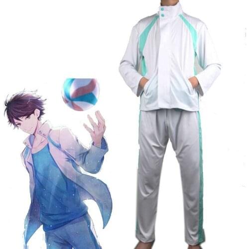 2019 tee!Anime Aoba johsai High School Sprotswear Cosplay Costume, Oikawa Tooru School Uniform Jacket and Pants