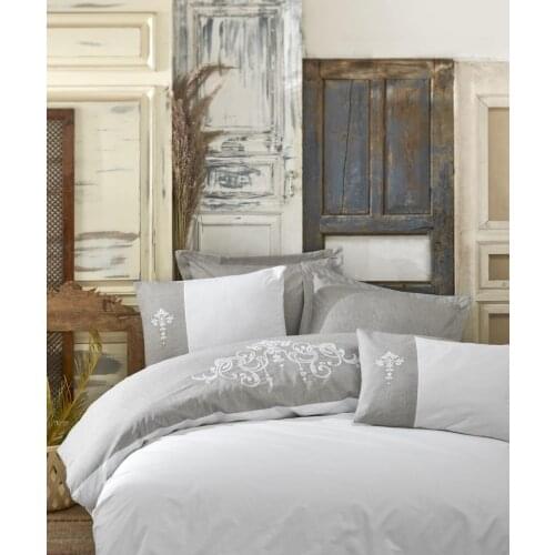 Cotton Box Embroideries Ranforce Double Personality Duvet cover set Adel Gray