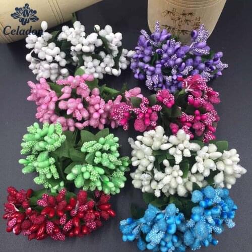 12 PCS/lot Artificial Flowers Stamen Sugar Cheap Fake Flowers For Wedding Home Decoration DIY Wreath Gift Box Scrapbooking