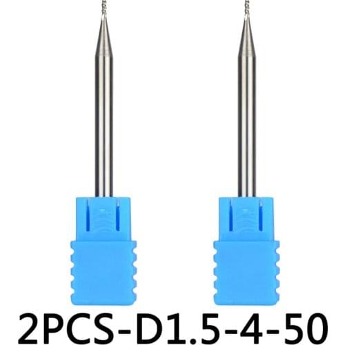 Tungsten Steel End Mills 2pcs/lot D1.5-4-50 3 Flute Flattened Head Milling Cutters Carbide End mills HRC45 Suitable for Aluminum