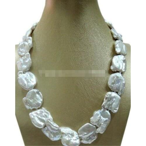Beautiful 20-25mm Nature Baroque pearl necklace-good Handmade 18" 36"