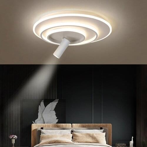 LED bedroom lamp ceiling lamp modern round childrens room lamp with spotlight study room living room background wall lighting