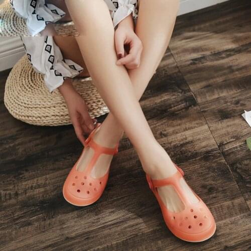 Summer Women Mules Clogs Beach Breathable Mary Janes Sweet Slippers Womans Sandals Jelly Shoes Cute Garden Shoes Clog For Woman