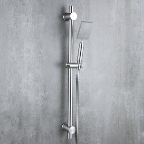 Brushed Bathroom Shower Head set with All Stainless Steel Slide Bar Hand Showerhead Adjustable Sliding Bracket Holder
