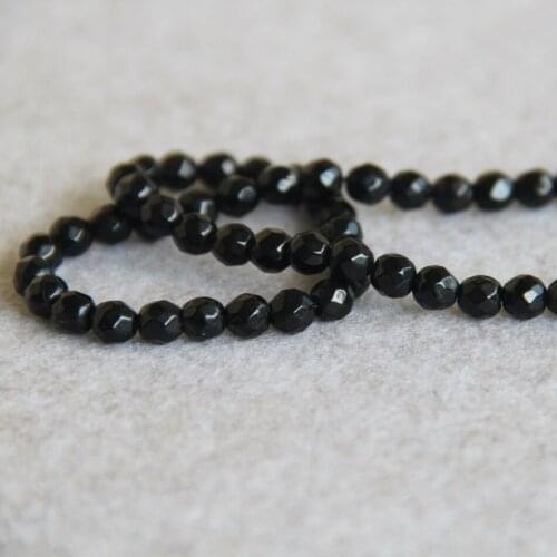 Min Order1)6mm Faceted black onyx Onyx beads chalcedony beads round stones Beads 15" Jewelry making design wholesale