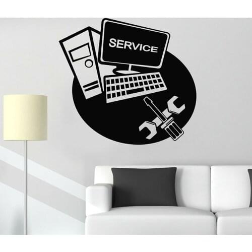 Computer Wall Decal Laptop Service Repair Technology Vinyl Window Stickers Repair Tools Art Mural Removable Interior Decor M330