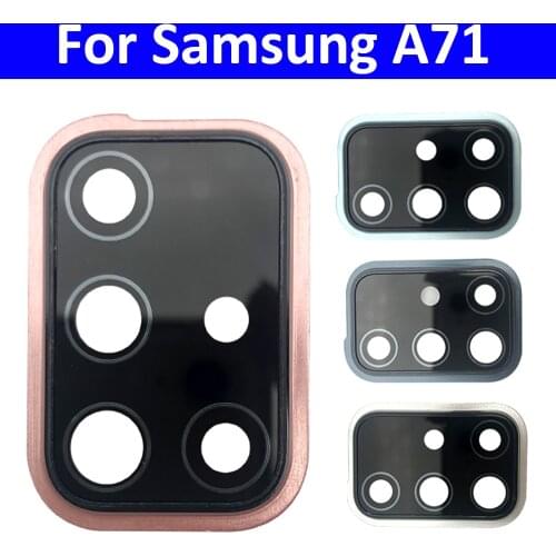 New For Samsung A71 A715 A715F Back Rear Camera Glass Lens With Cover Frame Holder