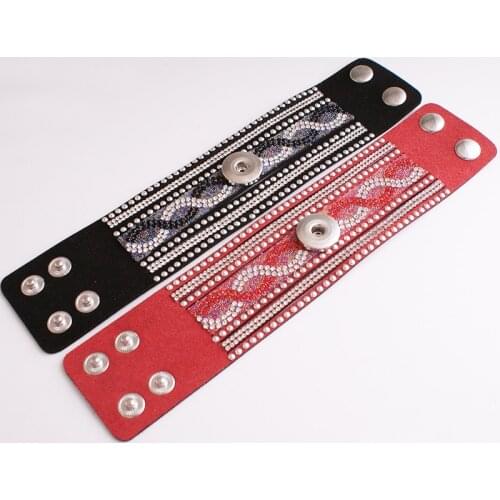 New 18mm Korean velvet Bohemia crystal snap button bracelet XH5169 BOBOSGIRL