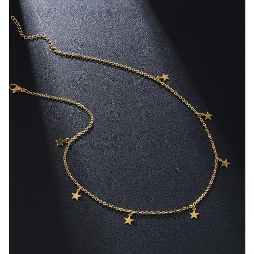 Stainless Steel Necklace for Women Star Necklace Gold Clavicle Chain Choker Jewelry Collares