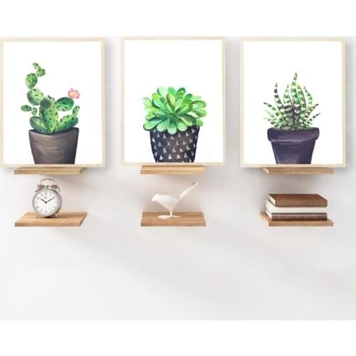 Green Plants Cactus Blossoms Posters Print South Western Desert Landscape Wall Art Canvas Painting Picture for Living Room Decor