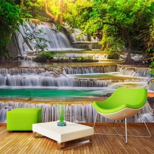 Custom 3D Wallpaper Waterfall Flowing Water Forest Landscape Living Room Bedroom Restaurant Photo Background Papier Peint Mural