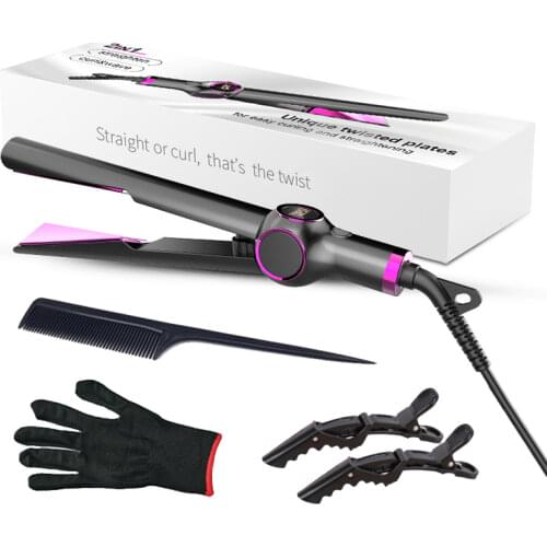 Professional Hair Straightener Curler Hair Flat Iron Negative Ion Infrared Hair Straighting Curling Iron Corrugation LED Display
