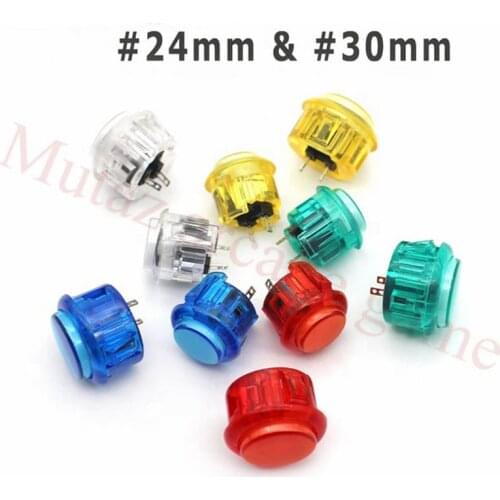Transparent No LED Arcade 30mm / 24mm Push Buttons Replace SANWA OBSF-30 OBSN-30 for DIY Raspberry pi MAME PC Pandora Game