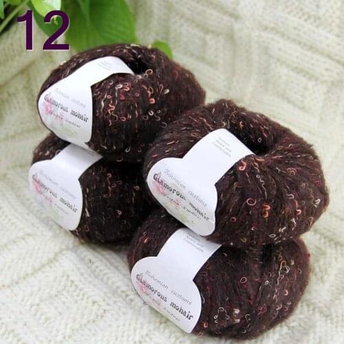 Sale 4ballsX50gr Luxury Fluffy Soft NEW MOHAIR Shawls Hand Knit Crochet Yarn Brown 825-12-4