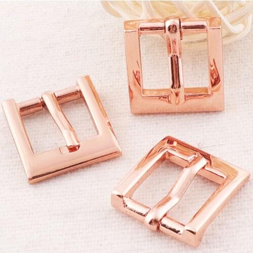 10 pcs Rose Gold Center Bar Buckle Strap Buckle Fasteners 14mm Fasteners Adjuster Square Buckles Bag Luggage Shoes Watch Straps