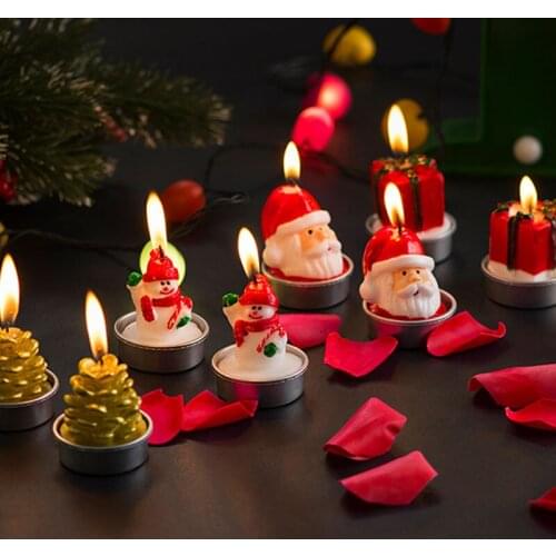 4PC/Set Of Christmas Candles Christmas Paraffin Home Desktop Decorations Wedding Party Holiday Lights Christmas Ornaments Noel N