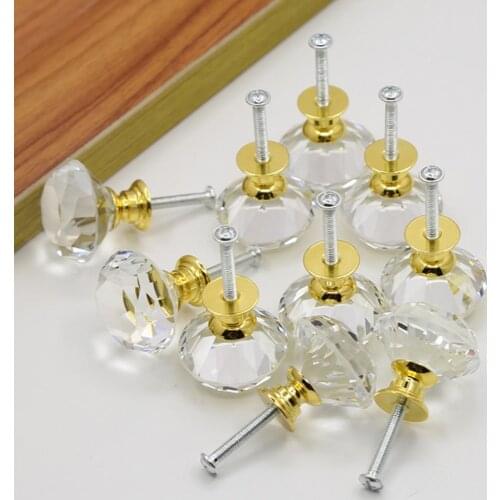 Comfortable Grip Excellent Workmanship 30mm Electroplated Glass Diamond-Shaped Handle Knob for Wardrobes