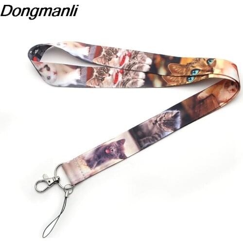 PC107 Cute Cat Lanyards Id Badge Holder ID Card Pass Gym Mobile Phone USB Badge Holder Hang Rope Lariat Lanyard Keys