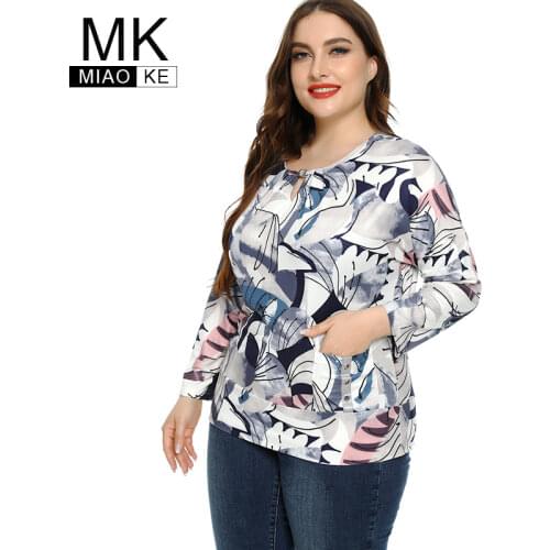 2021 Spring Women Long sleeve Printed top fashion ladies Casual Elegant retro Plus Size Womens Tops
