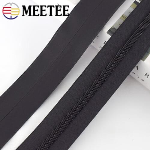 2/5Meters 8# Waterproof Zippers Black Invisible Nylon Zipper for Sewing Outdoor Jacket Bags Suitcases Coil Zips DIY Accessories