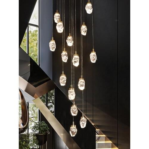 High QualityCrystal Chandelier Staircase Large Living Room Ceiling Lighting Golden Home Decoration Ied Crystal Lamp