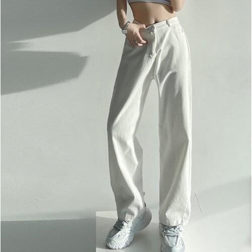 Women Retro Solid Straight Wide Leg Pants Female Spring Autumn Korean Fashion High Waist Casual Long Pants 2021 New