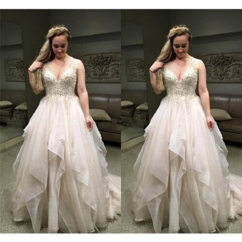 Charming Sexy V Neck Wedding Dresses 2021 vestidos de novia Applique Lace Wedding Gowns A Line Custom Made Bridal Dress