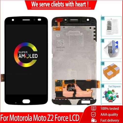 5.5" OEM For MOTO Z2 Force LCD Display XT1789 Display Touch screen With Frame Digitizer Assembly Replacement With burn-Shadow