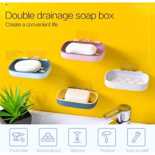 1Pcs Punch-free Soap Dish Soap Dish Drain Clean Soap Dish Bathroom Candy Color Soap Dish Soap Dish Bathroom Accessories