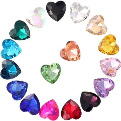 10pcs 14mm Heart Crystal Loose Beads Glass Delicate Likesome Pendants Multicolor Spacer DIY Faceted Charms Jewelry Accessories
