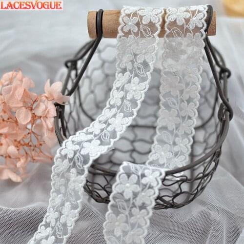 19yards 2.6cm White Mesh cotton embroidery Lace fabric Handmade Garment needlework sewing accessories Clothing Decoration 274