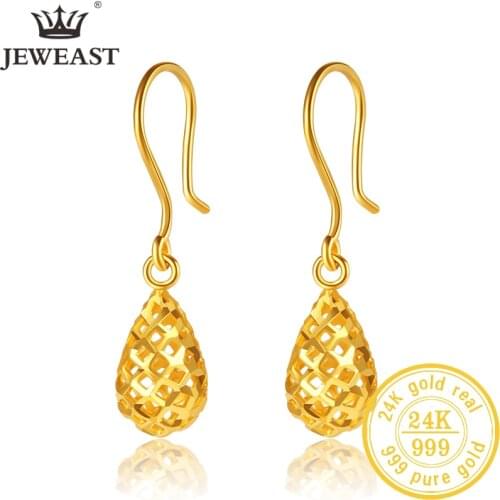 24K Pure Gold Earring Real AU 999 Solid Gold Earrings Nice Good Hollow Ball Tassel Upscale Trendy Fine Jewelry Hot Sell New 2020