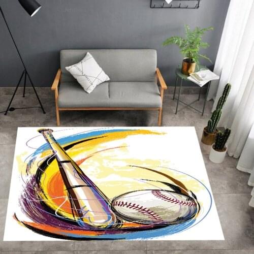 3D Baseball Printed Rectangle Living Room Carpet Full Screen Football Basketball Rugs For Bedroom Bathroom Anti Slip Floor Mats