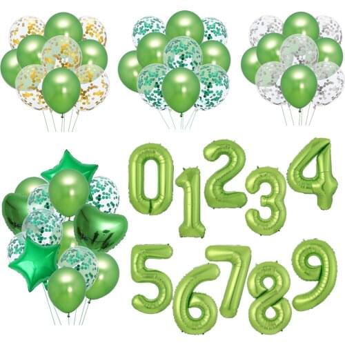 40inch Green Foil Number Balloons Latex Happy Birthday Party Decor Balloon Adult Kid Baby Shower Wedding Decoration Supplies