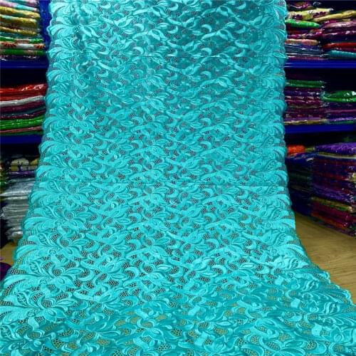5 Yard Dry Lace Fabric Latest Heavy Beaded Embroidery African 100% Cotton Swiss Voile Popular Dubai Style For Party Wedding