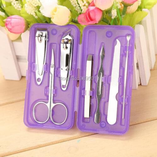 7pcs/set Pedicure Manicure Set Nail Clippers Cleaner Cuticle Grooming Plastic Case F1115
