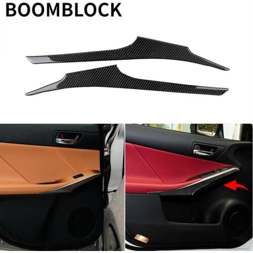 Car Inner Door Handle Strip Armrest Trim 2pcs/Set Cover Carbon Fiber Sticker Accessories Automobile For Lexus IS250 2014-2018