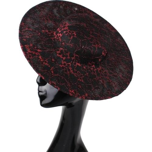 Burgundy,Pink Regular Rounded Hats 30CM Victorian Party Headwear Cocktail Fascinator Hair Accessories DIY Wedding Headpiece