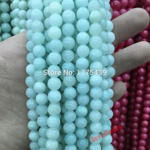 Free Shipping 6 8 10 12mm Beads Natural Stone Beads Mountain Lake Blue Jadee beads Dyed multi-color for jewelry making